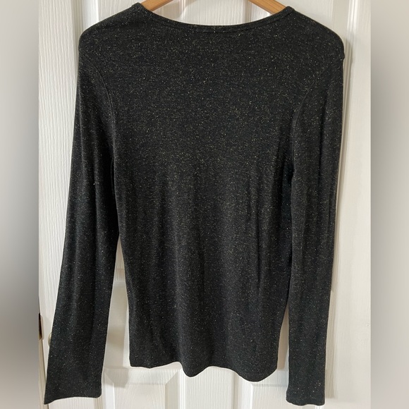 Splendid 🖤✨ black ribbed longsleeve crewneck with a subtle shimmer, XL - Picture 5 of 9